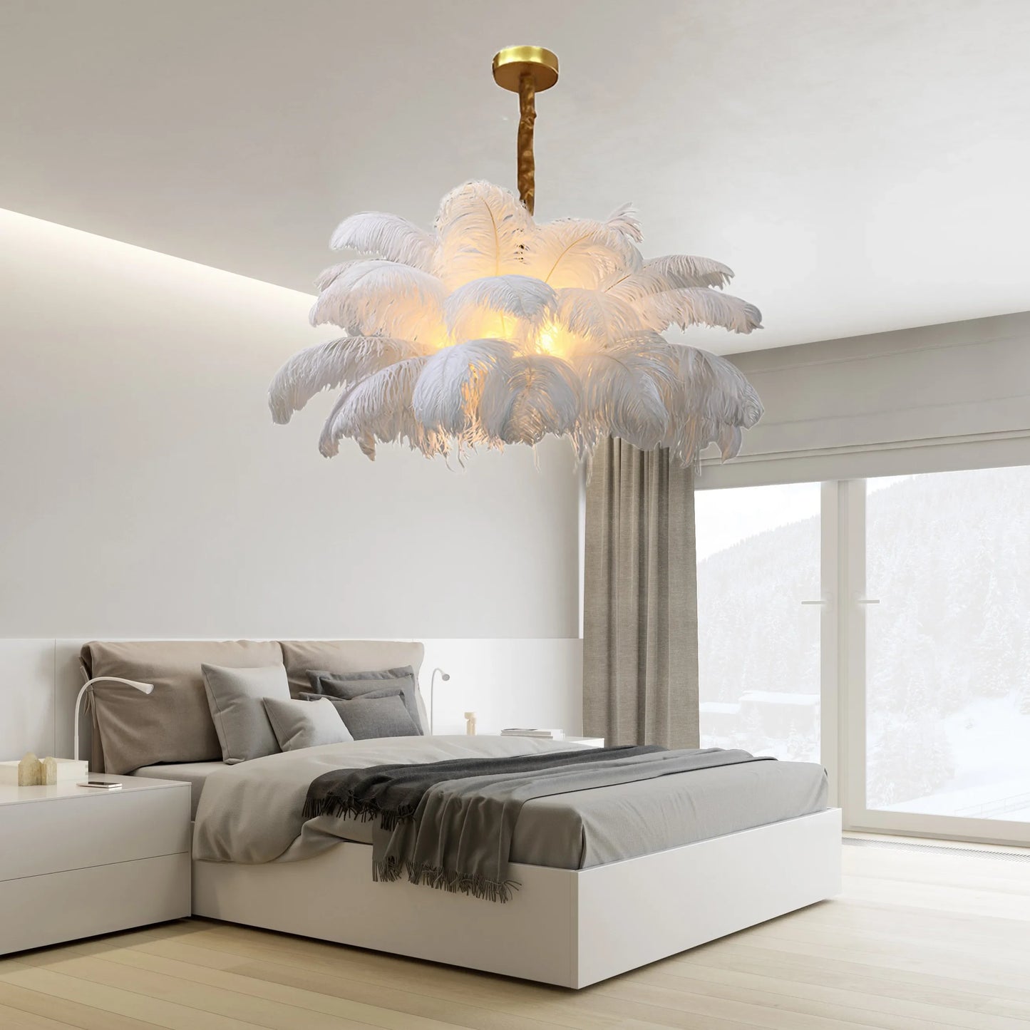 Feather Chandelier Ceiling Lamp LED Pendant Light Nordic Home Decor Lustre Modern Chandelier Pendant Light for Living Room