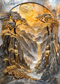 Golden Horizon Coastline Radiant Scenery Poster Moonlight Forest Bonsai Tree Waterfall Canvas Painting Wall Art Room Home Decor