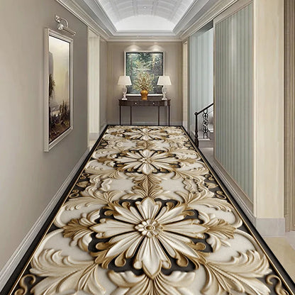 Luxury Long Corridor Carpet Non-slip Stairway Rug European Style Stairs Hallway Carpet Washable Runner Customizable Aisle Rug