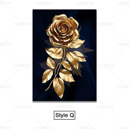 Luxury Black Gold Plant Leaves Canvas Poster Print Modern Home Abstract Wall Art Painting Living Room Luxury Decoration Gift