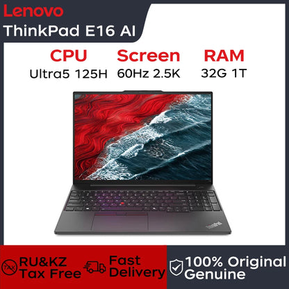 Lenovo Laptop Thinkpad E16 AI PC 16" 2.5K Thin & Light Portable Laptop Intel Ultra5 125H/Ultra7-155H 16G/32G DDR5 RAM Notebook