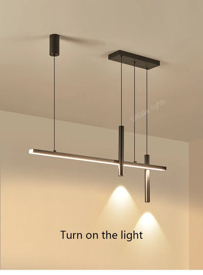 New restaurant chandelier modern simple dining room table bar lights long strip spotlight creative designer pendant lamps