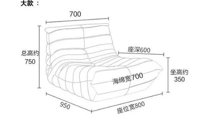 Luxury Living Room Sofa Furgle Chair Soft Suede Oversized Chair Lazy Floor Sofa for Living Room Corner Chair Caterpillar Sofa