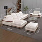 MINGDIBAO Premium Italian Genuine Leather Sofa Set for Living Room with Adjustable Headrests, Bluetooth Speaker, Wireless Charge