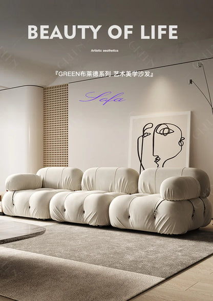 Combination square sofa Mario bedroom small apartment full sponge vacuum compression Living room leisure chair lazy fabric sofa