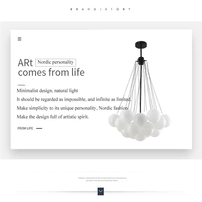 Nordic Bubble Glass Chandelier for Living Dining Table Room Decoration Frosted Glass Gold Black LED Ceiling Pendant Light
