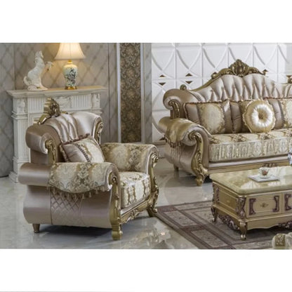 European Luxury 1 2 3 Seats Fabric Sofa Set Villa Home Furniture Classic Royal Solid Wood Combination Living Room Sofa