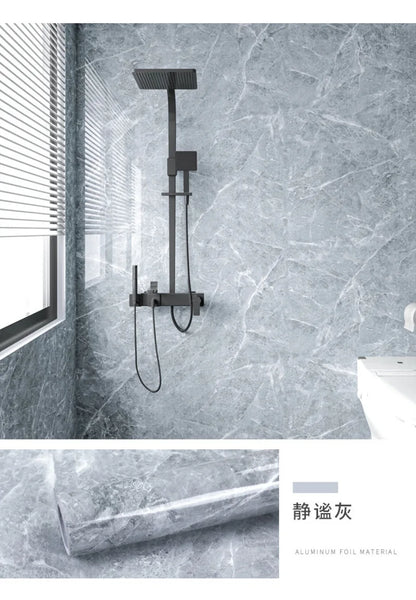 Foil Marble Self Adhesive Waterproof Wallpaper for Bathroom Wall Deocr Kitchen Oil Peoof High Temperature Resistance Stickers