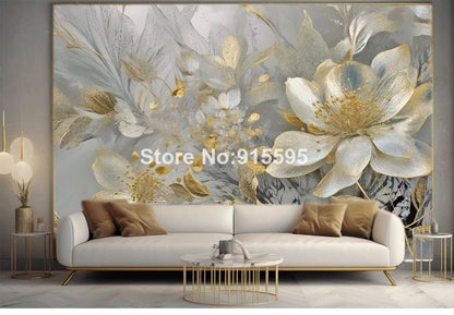 Wallpaper Luxury Creative Home Decoration 3D Stereoscopic Embossed Golden Flowers Wall Mural Paper Bedroom Living Room Backdrop