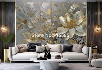 Wallpaper Luxury Creative Home Decoration 3D Stereoscopic Embossed Golden Flowers Wall Mural Paper Bedroom Living Room Backdrop