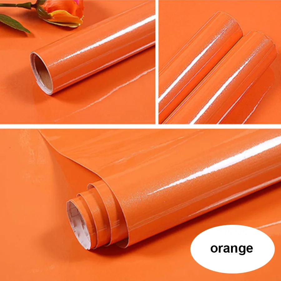 PVC Waterproof Oil-Proof Wallpaper White Self-Adhesive Kitchen Cabinet Table Top Old Furniture Renovation Color Change Stickers