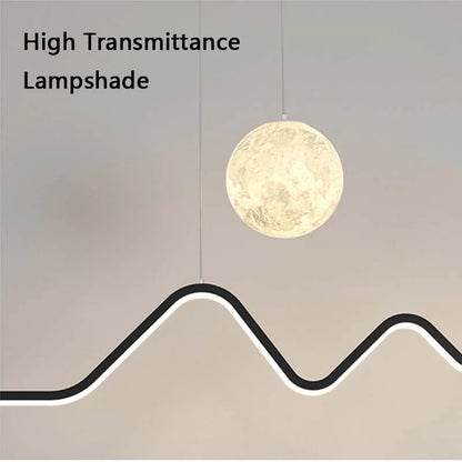Scandinavian Modern Simple Planet Living Room Light Creative  Long Strip Dining Table Bar Wave Decorative Dining Room Chandel
