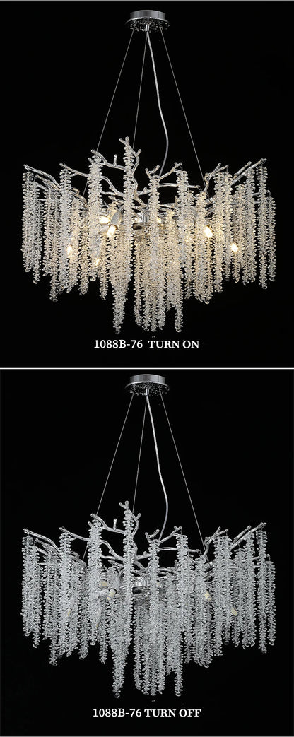 Round Gold Crystal Chandelier For Bedroom Living Room Dining Room Lounge Modern Luxury Gold Ceiling Crystal Branch Chandeliers