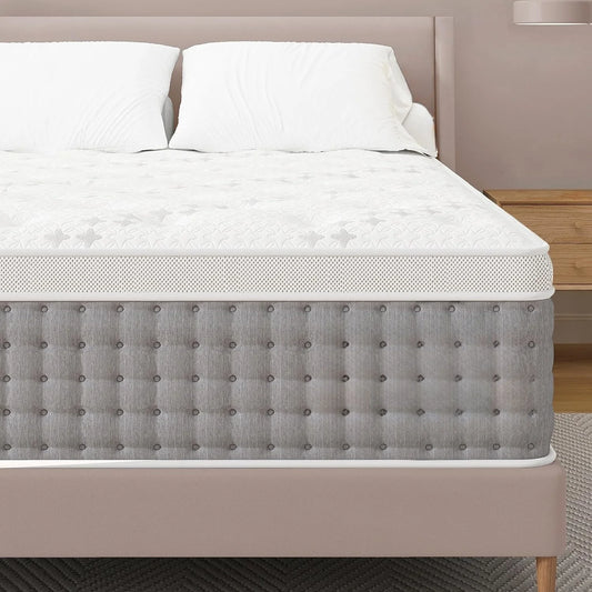 King Size Mattress 14 Inch Hotel-Collection Hybrid Mattress Deep Sleep Pain Relief- Extra Lumbar&Hip Support--Mattress in a Box