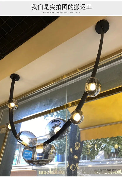 Modern Minimalist Restaurant Gray Decorative Chandelier Nordic Art Designer Villa Duplex Suspended Living Room Staircase Chandel