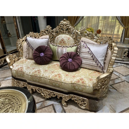 Solid wood carved fabric sofa classic Turkish furniture living room sofa