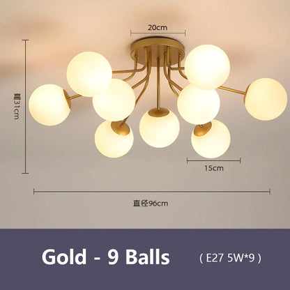 Nordic Milk White Glass Chandel Ceiling Lights for Living Room Bedroom LED Chandelier Kitchen Light Black Lighting Light Fixture