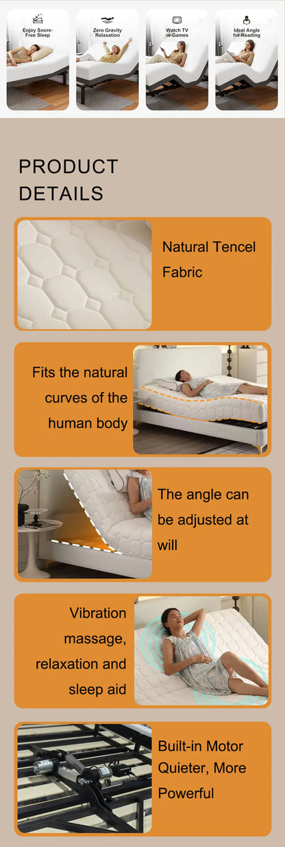 ODM OEM China Made Adjustable Latex Mattresshead and Foot Adjustable Memory Foam Mattress, Wireless Remote Control Foam Mattress