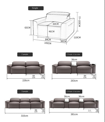 Modern Multifunctional Electric Recliner Sofa Home Theater Video Room Genuine Leather Fabric Wood for Living Video Hall