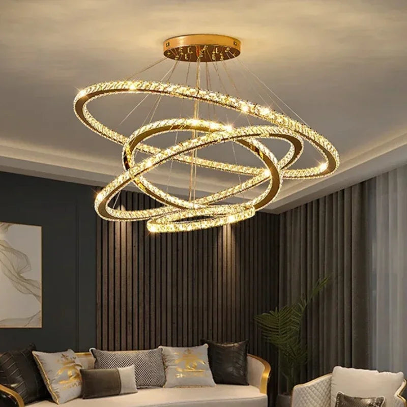 2024 Modern Crystal Ceiling Hanging Chandeliers for Living Dining Table Room Bedroom Lamps Home Decorations Pendant Light Lustre