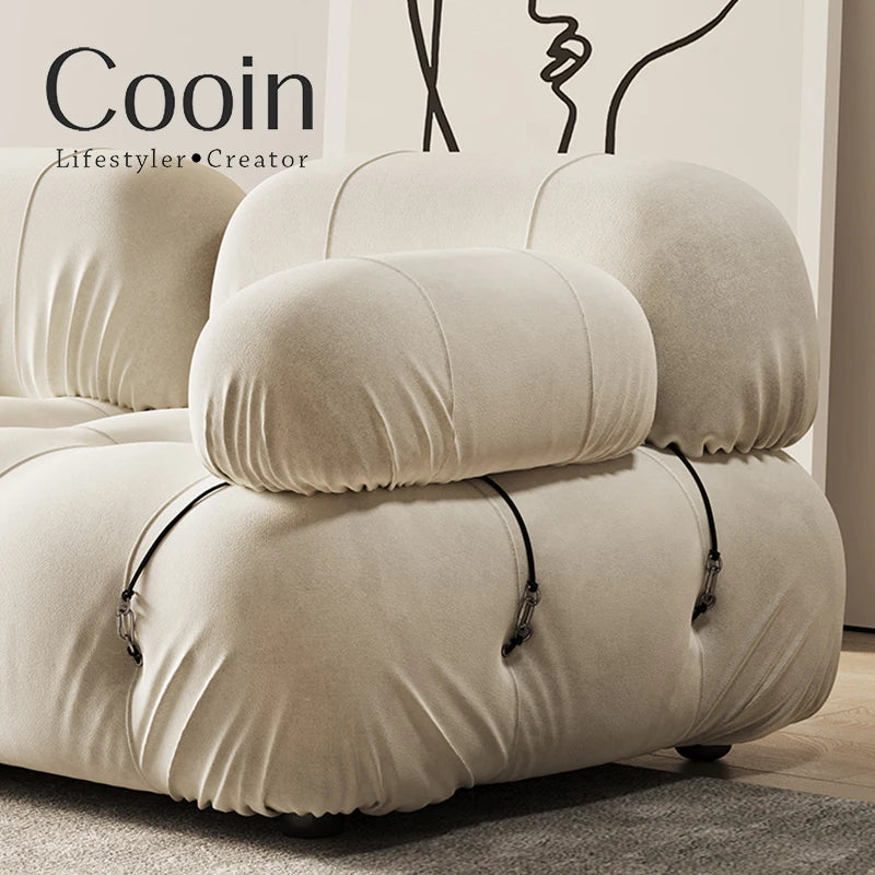Combination square sofa Mario bedroom small apartment full sponge vacuum compression Living room leisure chair lazy fabric sofa