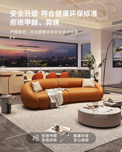 Curved Luxury Couches Unique Vintage Comfortable Italian Modern Puffs Sofa Leather Solid Wood Divano Letto Living Room Furniture