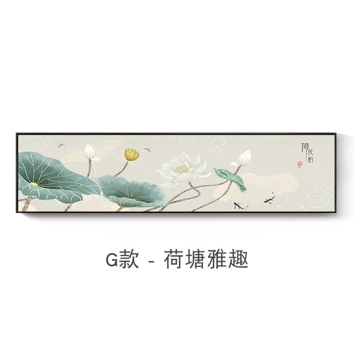 New Chinese Zen Flower and Bird Bedhead Painting Living Room Decoration Painting Sofa Background Wall Mural Painting Home Decor