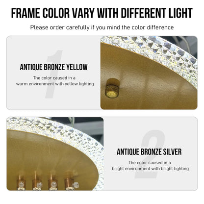 LUVODI 3-Layers LED Ceiling Lighting Fixture Art Decor Acrylic Water-drop Chandelier Pendant Lamp with 3 Color Lights