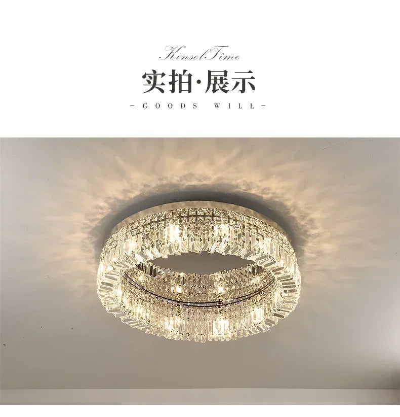 Luxury Modern Minimalist Crystal Glass Round Ceiling Chandelier for  Living Room Bedroom Study Led Indoor Lighting Decor