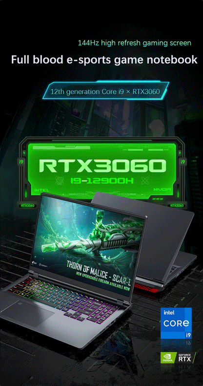 YSJMNPC 16 Inch 12th Gen Gaming Laptop Intel Core i9 12900H NVIDIA RTX 3060 6G 2.5K IPS Screen 2*DDR4 2*M.2 2TB SSD RGB Keyboard