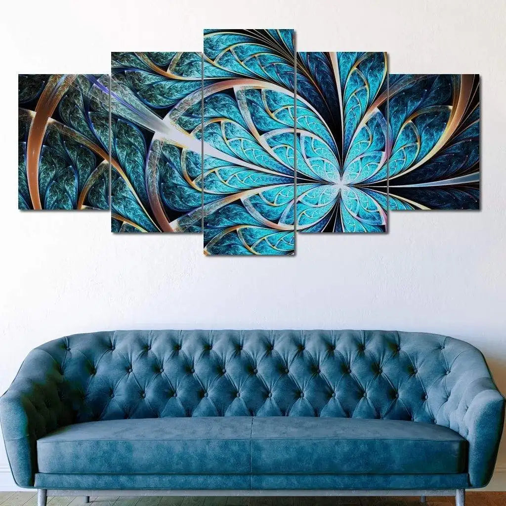 5 Panels Aesthetic Landscape Canvas Painting Abstract Natural Landscape Golden Light Art Luxury Posters Prints Living Room Decor