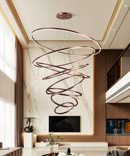 Modern LED pendant lights suitable for bedrooms, living rooms, and dining rooms. Circular ceiling chandelier, home lighting.