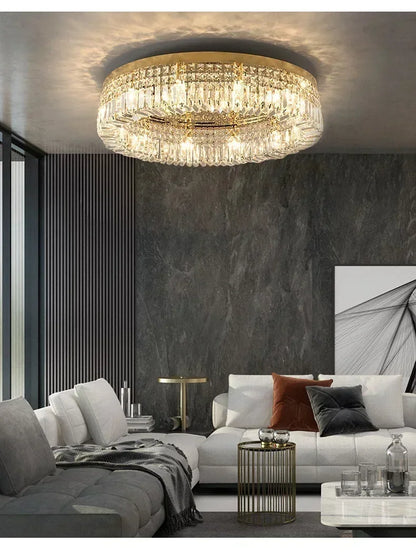 Luxury Modern Minimalist Crystal Glass Round Ceiling Chandelier for  Living Room Bedroom Study Led Indoor Lighting Decor