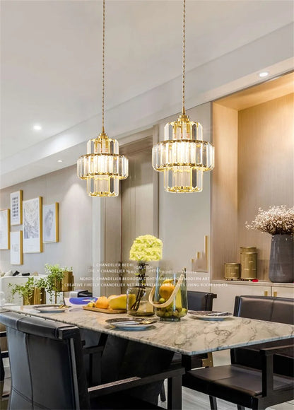 K9 Crystal Pendant Light Indoor Dining Room Nordic Modern Ceiling Chandelier for Bedroom Decoration Led Adjust Lighting Fixtures