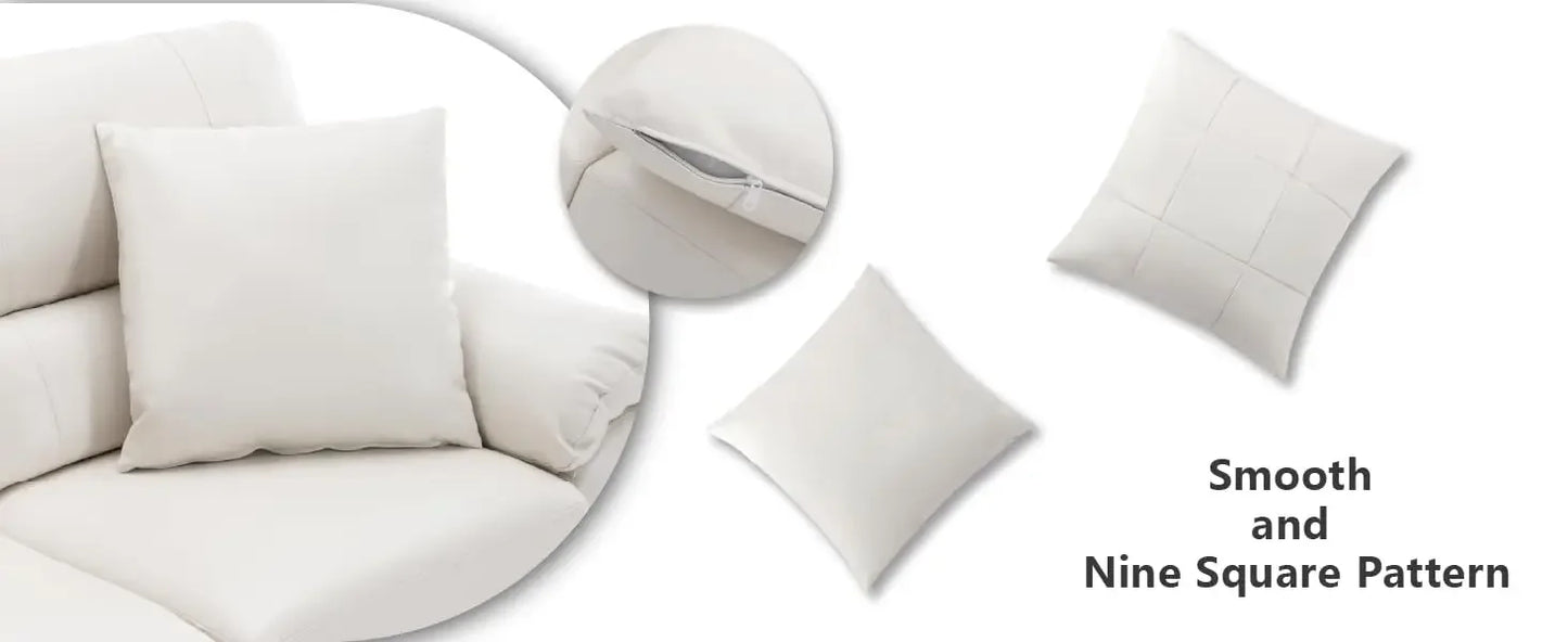 Morden Fort white leather love seat and sofa set, modern luxury and comfy furniture sleeper pouches for living room, apartment,