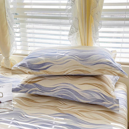 Abstract Geometric Stripe Lines Flat Sheet 3 Pieces 100% Cotton Bed Sheet Soft Comfortable Bedding for Guestrooms and Bedroom