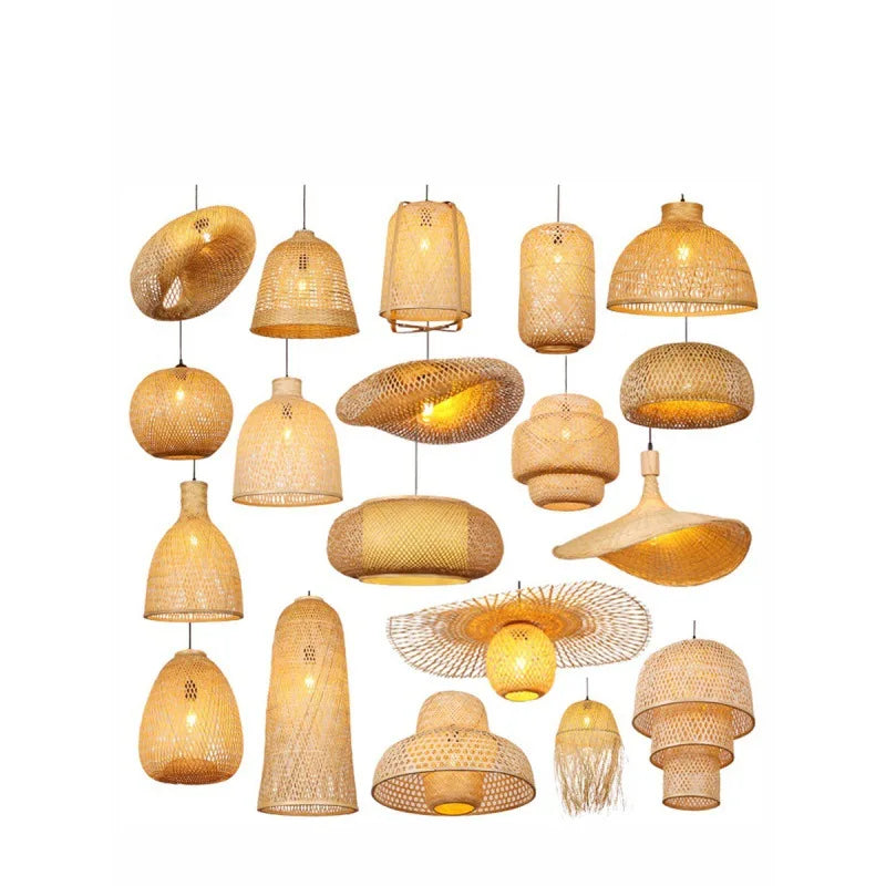 Bamboo Lantern Bamboo Woven Chandelier Chinese Restaurant Tea Room Chandelier Japanese Restaurant Straw Hat Rattan Woven Chandel