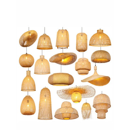 Bamboo Lantern Bamboo Woven Chandelier Chinese Restaurant Tea Room Chandelier Japanese Restaurant Straw Hat Rattan Woven Chandel