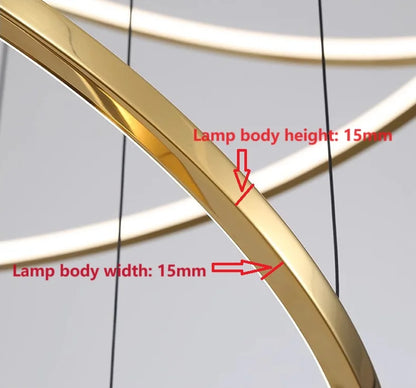 Ring lamp LED chandelier dining room bedroom duplex floor living room large chandelier staircase loft stainless steel chandelier