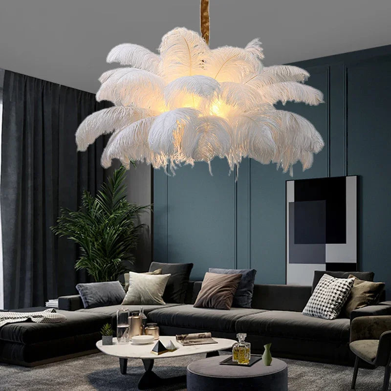 Feather Chandelier Ceiling Lamp LED Pendant Light Nordic Home Decor Lustre Modern Chandelier Pendant Light for Living Room