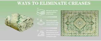 Area Rugs for Living Room, Machine Washable Vintage Rug, Non-Slip Low Pile Throw Rugs with Rubber Backing Washable Carpet
