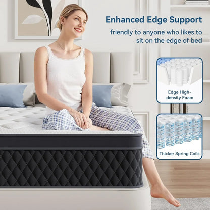 Mattress in a Box, Memory Foam Hybrid Mattress with Individually Pocketed Springs for Isolate Motion, Pressure Relief