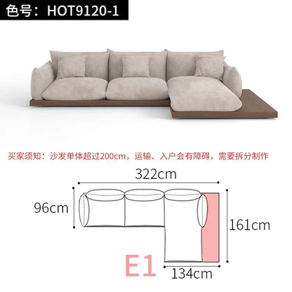 Japanese-style log wabi-sabi wind platform bread fabric sofa living room minimalist creative furniture