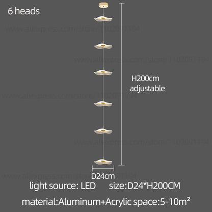 Led Staircase Pendant Lamp Modern Circular Lotus Leaf Living Room Chandelier Designer Villa Style Large Penthouse Chandelier