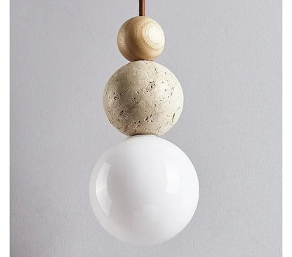 Yellow Travertine Bedside Chandelier Mahogany Nordic Japanese Log Wabi Sabi Style Homestay Single Head Long Line Pendant Lights