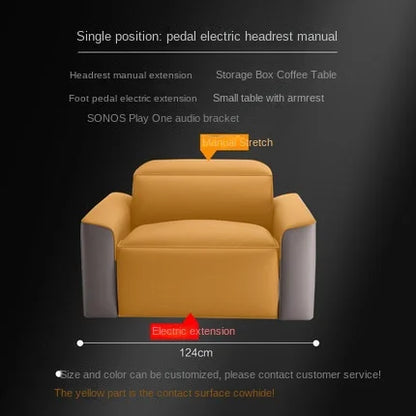 Modern Multifunctional Electric Recliner Sofa Home Theater Video Room Genuine Leather Fabric Wood for Living Video Hall