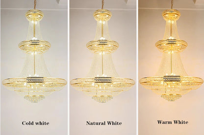 LED Pendant Light Luxury Living Room Crystal Chandelier Hotel Lobby Villa High Ceiling Staircase European-Style Chandelier