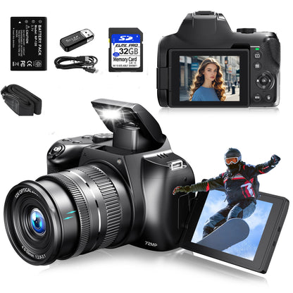 4K HD Digital Camera for Photography Auto Focus 12X Optical Zoom Vlogging Camera for YouTube 72MP WiFi Livestream Video Cameras