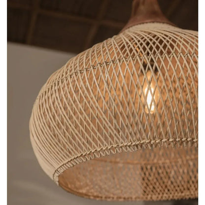 Retro Handmade Rattan Pendant Lamps Wabi Sabi Ceiling Chandeliers for Kitchen Island Dining Table Living Room Led Hanging Lamps