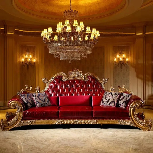 Luxury Living Room Furniture Gold White Fabric Living Room Villa Colorful 3 Seats Dubai Luxury Sofa Set